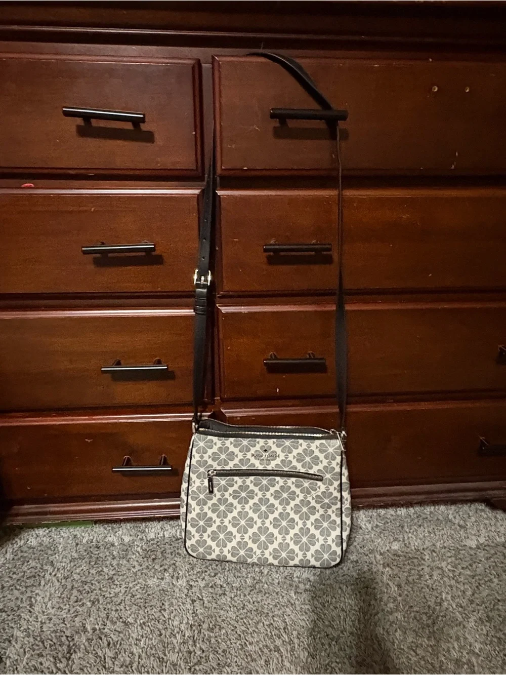 kate spade Cream and Gray Floral Crossbody Bag